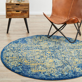Network Rugs Royal Blue &amp; Yellow Radiance Round Rug
