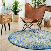 Network Rugs Royal Blue &amp; Yellow Radiance Round Rug