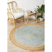 Network Rugs Natural &amp; Light Blue Jute Rug
