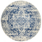 Network Rugs Bone, White &amp; Navy Round Art Moderne Cezanne Rug