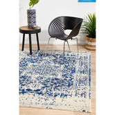 Network Rugs Bone, White & Navy Art Moderne Cezanne Rug | Temple & Webster