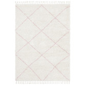 Network Rugs Ivory &amp; Pink Nahla Fringed Moroccan Rug