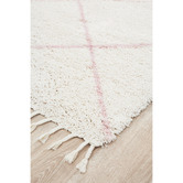 Network Rugs Ivory &amp; Pink Nahla Fringed Moroccan Rug