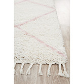 Network Rugs Ivory &amp; Pink Nahla Fringed Moroccan Rug