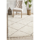 Network Rugs Natural Tan &amp; Brown Nahla Fringed Moroccan Rug