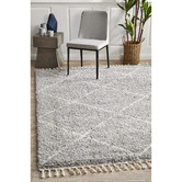 Network Rugs Silver &amp; Ivory Nahla Fringed Moroccan Rug