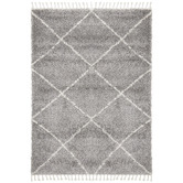 Network Rugs Silver &amp; Ivory Nahla Fringed Moroccan Rug
