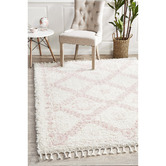 Network Rugs Ivory &amp; Pink Rabia Fringed Tribal-Style Rug