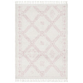 Network Rugs Ivory &amp; Pink Rabia Fringed Tribal-Style Rug