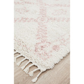 Network Rugs Ivory &amp; Pink Rabia Fringed Tribal-Style Rug