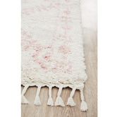 Network Rugs Ivory &amp; Pink Rabia Fringed Tribal-Style Rug
