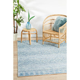 Network Rugs Blue &amp; Natural Flat-Woven Indoor/Outdoor Rug