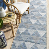Network Rugs Blue Terrace Geometric Flat-Woven Indoor/Outdoor Runner