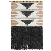 Network Rugs Black &amp; Taupe Fringed Wool-Blend Wall Accent