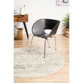 Network Rugs Bone, White &amp; Silver Round Art Moderne Cezanne Rug