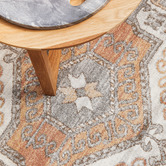Network Rugs Grey &amp; Peach Vintage Look Aztec Round Rug