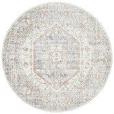 Network Rugs Silver &amp; Peach Vintage Look Adalbert Round Rug