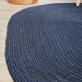 Network Rugs Navy Hand-Braided Jute Oval Rug