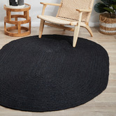 Network Rugs Black Hand-Braided Jute Oval Rug