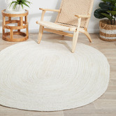 Network Rugs Off-White Hand-Braided Jute Oval Rug