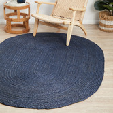 Network Rugs Navy Hand-Braided Jute Oval Rug
