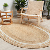 Network Rugs Natural &amp; White Kyros Hand-Braided Jute Oval Rug