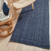 Network Rugs Navy Hand-Braided Jute Runner