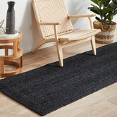 Network Rugs Black Hand-Braided Jute Runner