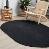 Network Rugs Black Hand-Braided Jute Oval Rug