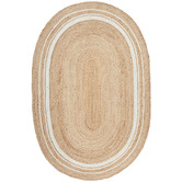 Network Natural & White Kyros Hand-Braided Jute Oval Rug | Temple & Webster