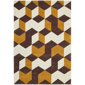 Network Rugs Cube Design Brown/White Rug