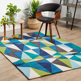 Network Rugs Crystal Design Blue/Green Rug