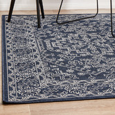 Network Rugs Navy &amp; White Traditional Power-Loomed Indoor/Outdoor Rug
