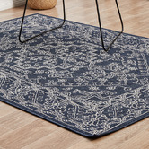 Network Rugs Navy &amp; White Traditional Power-Loomed Indoor/Outdoor Rug
