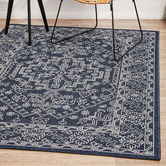 Network Rugs Navy &amp; White Traditional Power-Loomed Indoor/Outdoor Rug