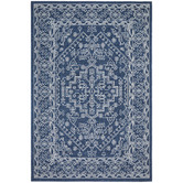 Network Rugs Navy &amp; White Traditional Power-Loomed Indoor/Outdoor Rug