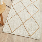 Network Rugs White &amp; Natural Geometric Hand-Braided Jute Runner