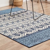 Network Rugs Blue &amp; White Tribal Power-Loomed Indoor/Outdoor Rug