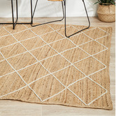 Network Rugs Natural &amp; White Geometric Hand-Braided Jute Rug