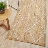 Network Rugs Natural &amp; White Geometric Hand-Braided Jute Runner
