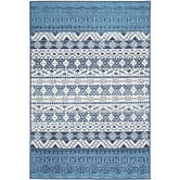 Network Rugs Blue &amp; White Tribal Power-Loomed Indoor/Outdoor Rug