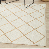 Network Rugs White &amp; Natural Geometric Hand-Braided Jute Rug