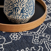 Network Rugs Navy &amp; White Traditional Power-Loomed Indoor/Outdoor Rug