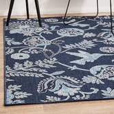 Network Rugs Navy Hummingbird Floral Indoor/Outdoor Rug