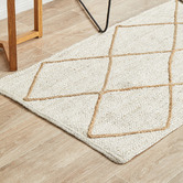 Network Rugs White &amp; Natural Geometric Hand-Braided Jute Runner