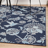 Network Rugs Navy Hummingbird Floral Indoor/Outdoor Rug