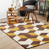 Network Rugs Cube Design Brown/White Rug