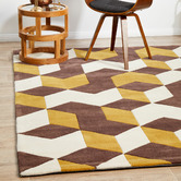 Network Rugs Cube Design Brown/White Rug