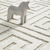 Network Rugs Off White Geometric Power-Loomed Textured Runner