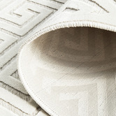 Network Rugs Off White Geometric Power-Loomed Textured Runner